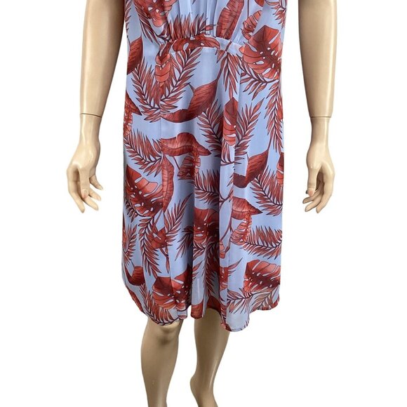 Cabi Tropical Print Dress V-Neck Sleeveless Ruffle Trim Size Small‎ Blue & Red - Picture 7 of 7